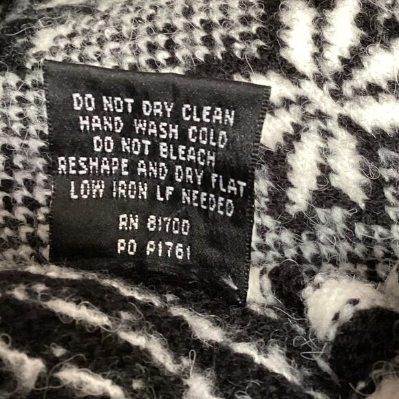 Crossing Pointe Turtleneck Sweater Nordic Fair Isle XL Black Gray White #177F - Picture 7 of 7